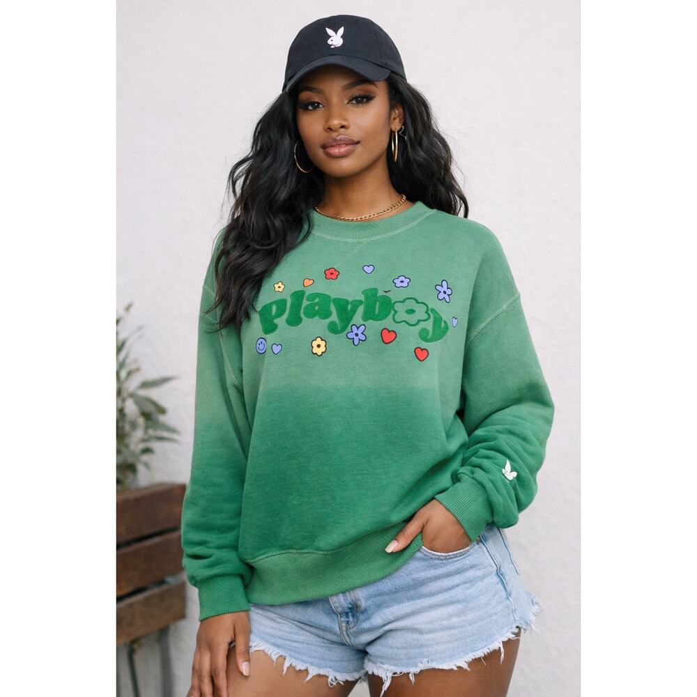 Playboy x PacSun Green Ombre “Playboy” Graphic Sweatshirt Size M